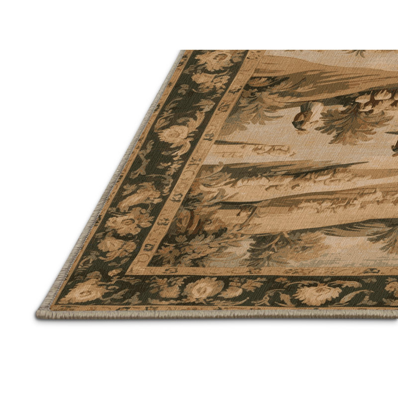 Tapis brun français lavable à la machine, Rectangle 6 pi x 9 pi