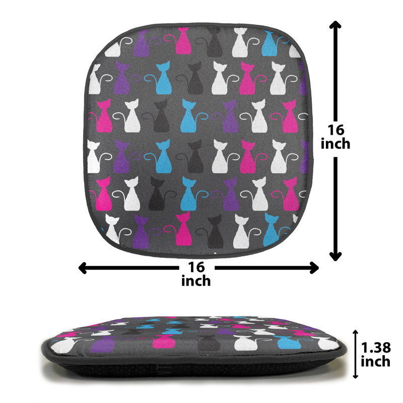 Coussin de siège d'extérieur Funny Silhouettes, Bleu/noir/rose