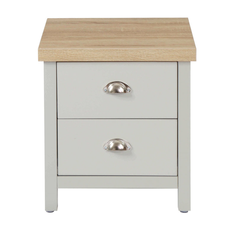 Grey Oak Bedside Cabinet 2 Drawer Lamp Side Table Night Stand Avon Two Tone, Grey/Sonoma Oak