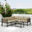 Outsunny 5 Seater Garden Corner Sofa Set with Loveseats 4 Pieces Khaki
