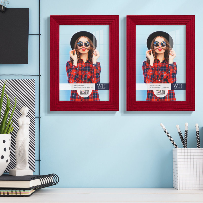 Ensemble de 2 cadres à photo simples en bois 3 po x 5 po noirs, 5 po x 7 po, Bourgogne