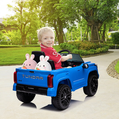 12V Electric Ride On Pickup Truck 4 5AH Rechargeable Battery Dual 25W 390 Motors Blue Plastic Body Outdoor Backyard Driveway Work Vehicle with US Standard Charger for Children