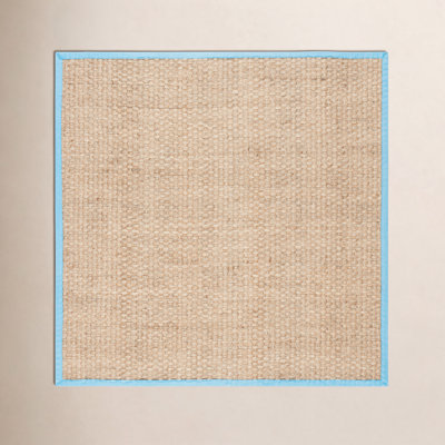 Natural Turquoise Bamboo Seagrass Rug