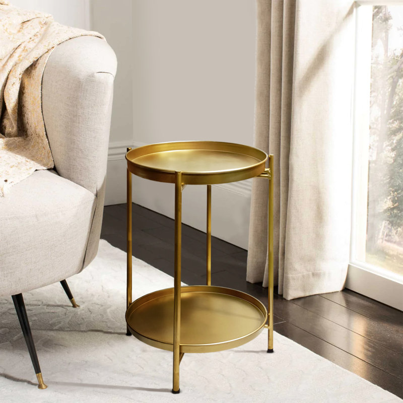 Rachele Iron Tray Top End Table, Gold