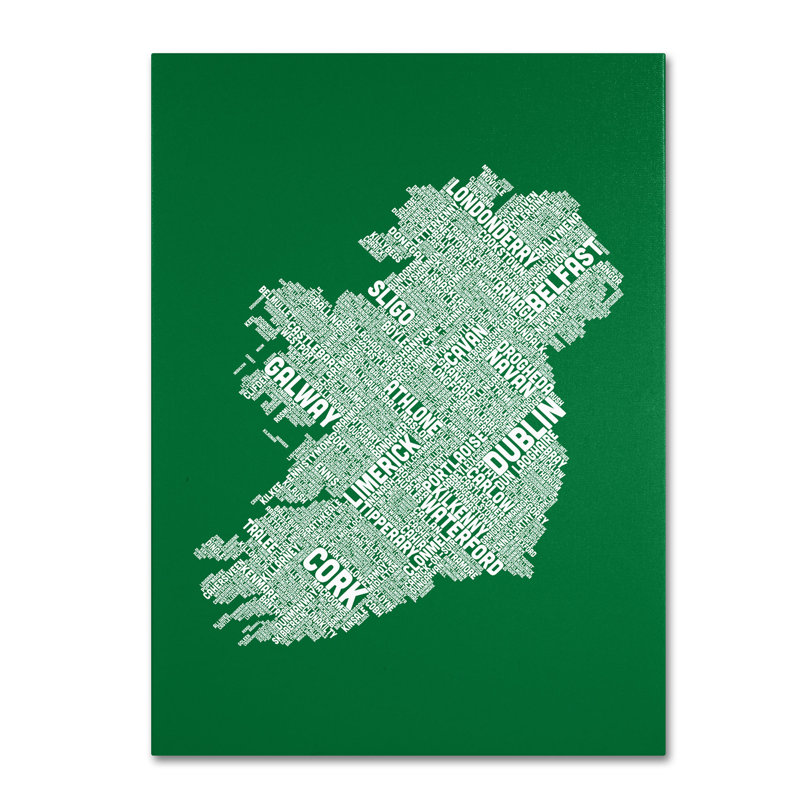 « ireland ix » par michael tompsett, art textuel sur toile tendue encadrée, H 47 po x l 30 po x P 2 po