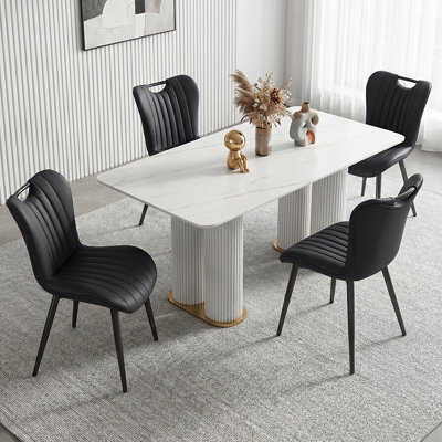 Modern Upholstered Dining Chair Side Chairs With Metal Legs (Set of 4)