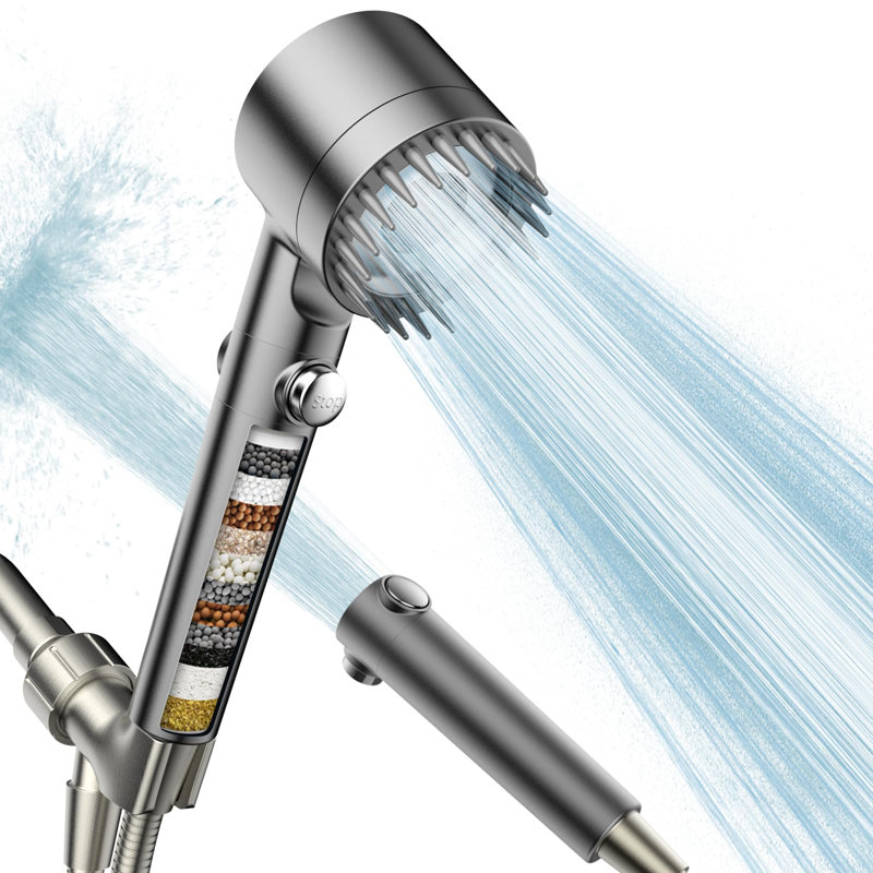 Filtered Shower Head With Handheld, High Pressure 3 Spray Mode Showerhead, Gray