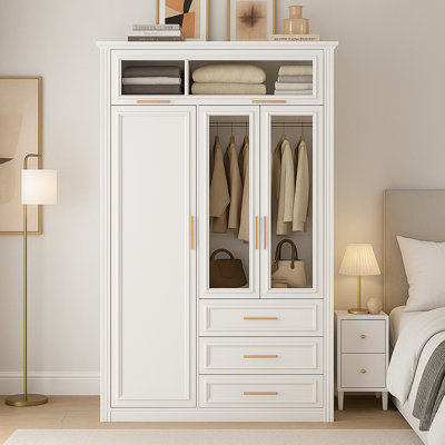 3 - Door Wardrobe Armoire With Drawers