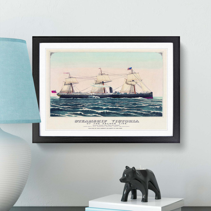 Steamship Victoria of the Anchor Line - Picture Frame Art Print, 27cm H x 36cm W x 2cm D, Black Framed