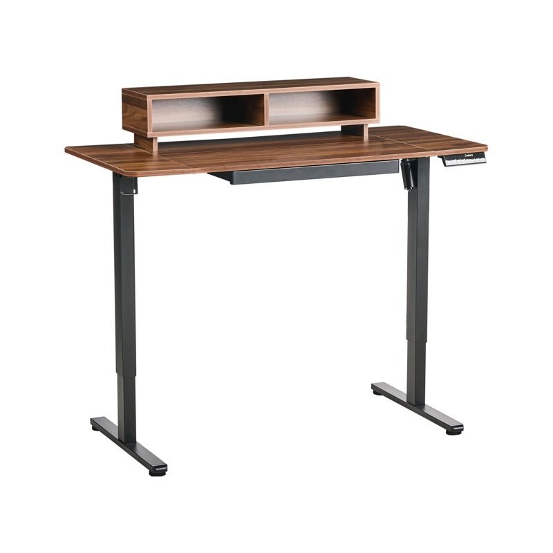 Adjustable Height Steel Standing Desk, Brown/Black
