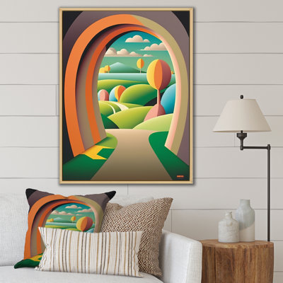 «Pastel Landscape Road To Mountain Village», reproduction sur toile