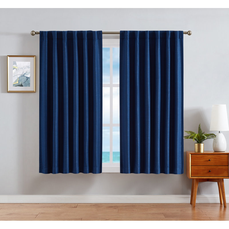 Indigo Thermal Insulated Room Darkening Back Tab Curtains