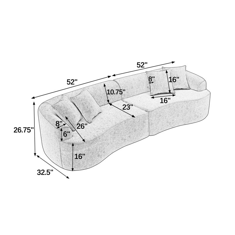 Canapé modulaire incurvé moderne, Tissu rose