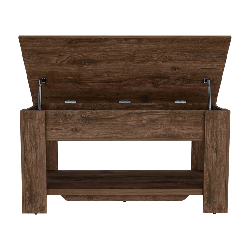 Table de rangement, quatre pieds, tablette inférieure, brun foncé