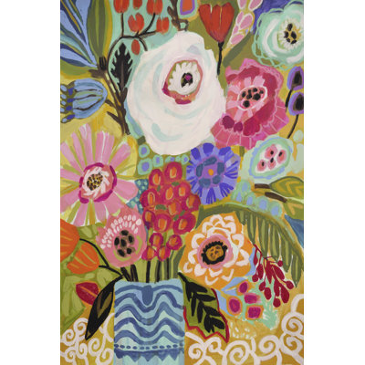 Fresh Flowers In Vase II by Karen Fields - Wrapped Canvas Painting