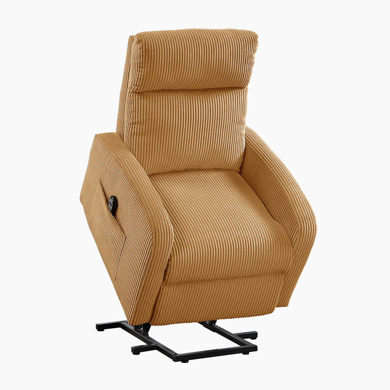  Yailem 28.5" Modern & Contemporary Corduroy Fabric Power Lift Chair with Gentle Lift Motion & Armrest Magazine Pocket