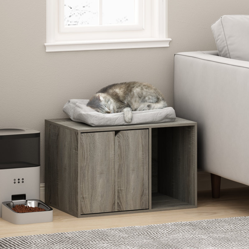Enceinte de litière Daphie, H 15,8 po x l 23,6 po x P 15,7 po, Gris chêne français