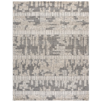 Veonica Hand Tufted Wool/Cotton Abstract Rug in Gray/Ivory/Dark Gray