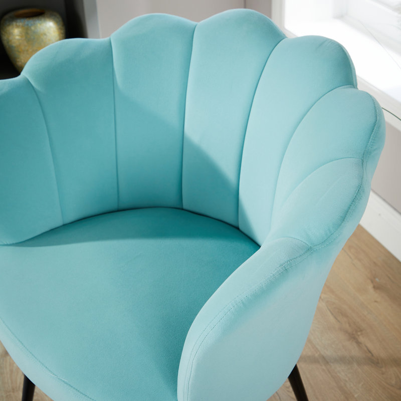 Afifah Scallop Barrel Occasional Accent Chair, Teal