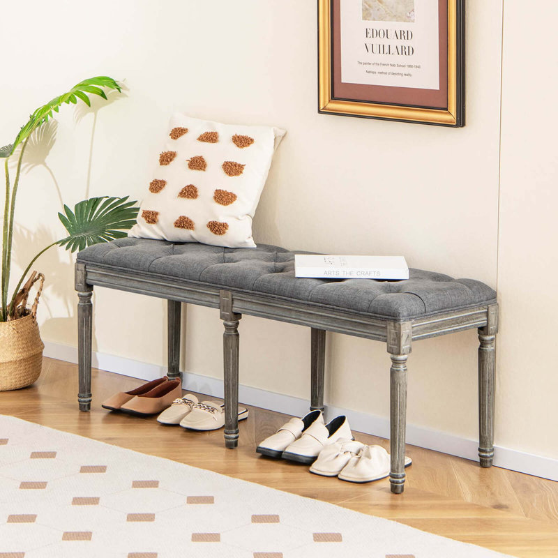 Banc rembourré en polyester Melvern, Gris