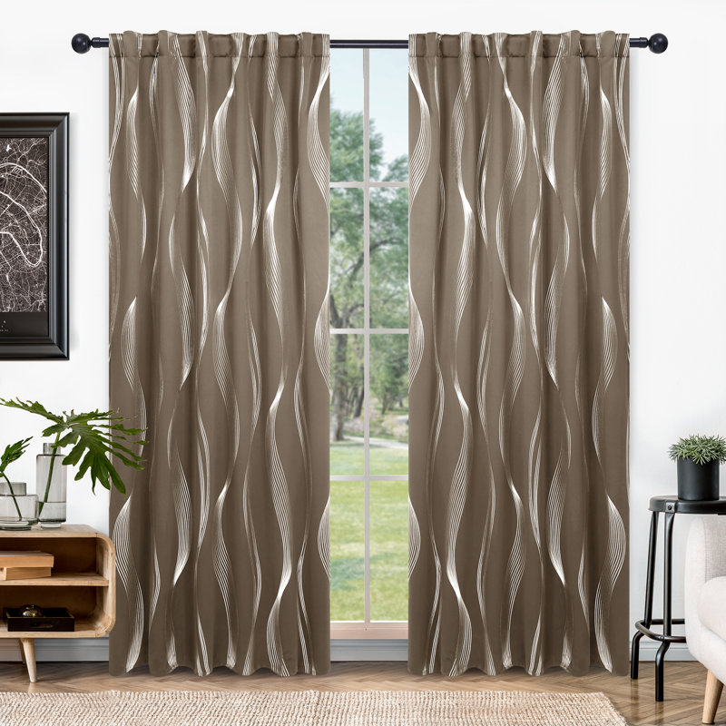 Paire de rideaux avec passe-tringle Cirila, L 52 po x L 84 po, Brun