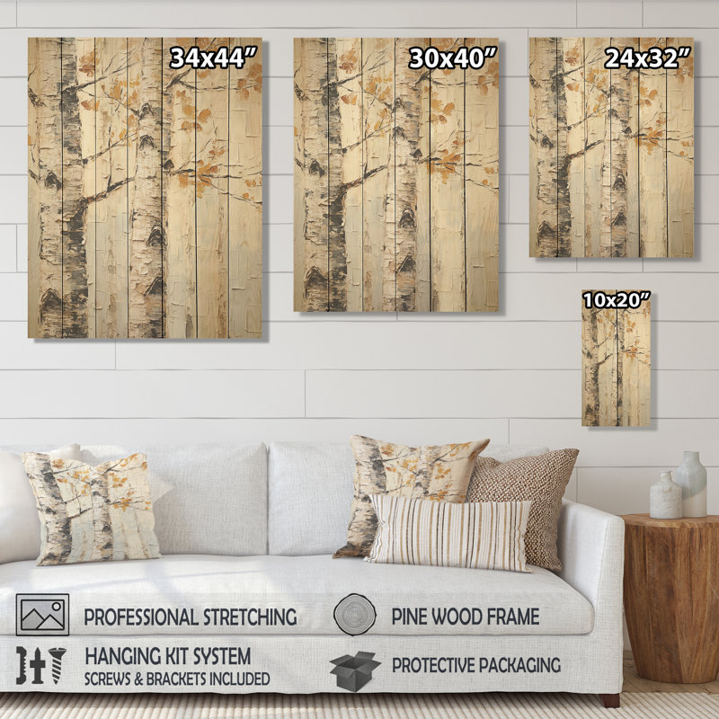 «Beige Tree American Basswood III» - impression d'arbre sur bois, H 40 po x l 30 po