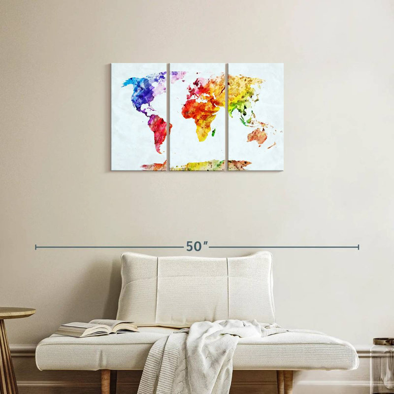 Aliaz Temperate World Map, 20" H x 33" W