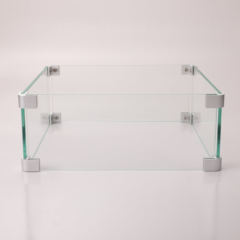 14.4"X14.4" Transparent Square Fire Table Wind Guard, 2.5Lb Weight Glass Protection Resistance, 14.4In X 14.4In,