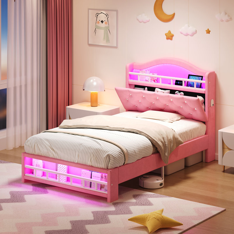 Ottoman Storage Bed, Pink