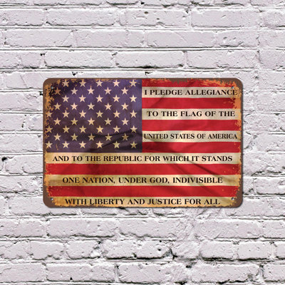 I Pledge Allegiance to the Flag 8 Inch x 12 Inch Plastic Sign