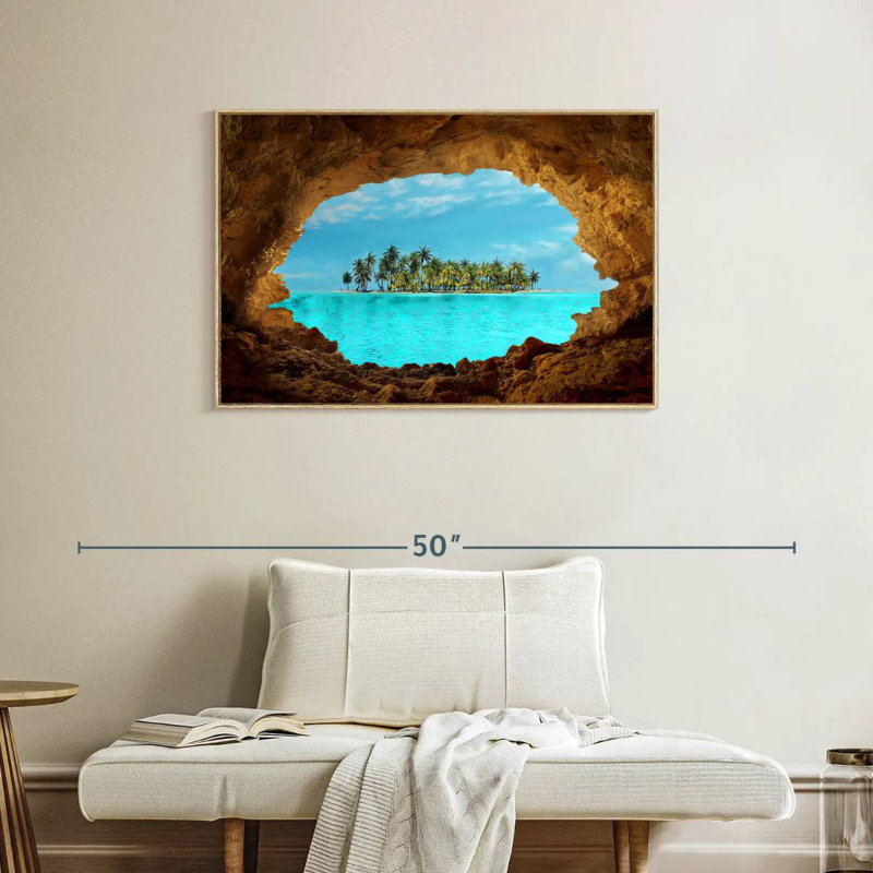 Île secrète, Cadre flottant en bois naturel, 37 po x 25 po