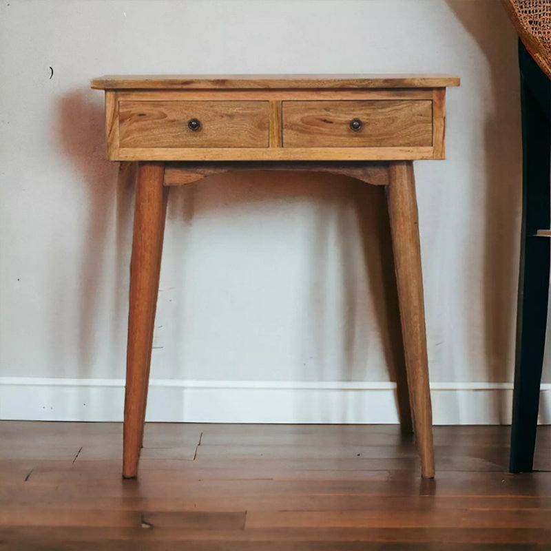 Walnut Solid + Manufactured Wood Rectangular Console Table, 35.43"H×35.43"L×11.81"W
