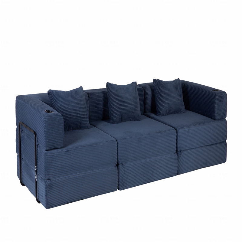 Canapé à compression, canapé-lit à plancher convertible avec structure fixe, canapé modulaire désossé, aucun assemblage requis, tissu d'ameublement en chenille