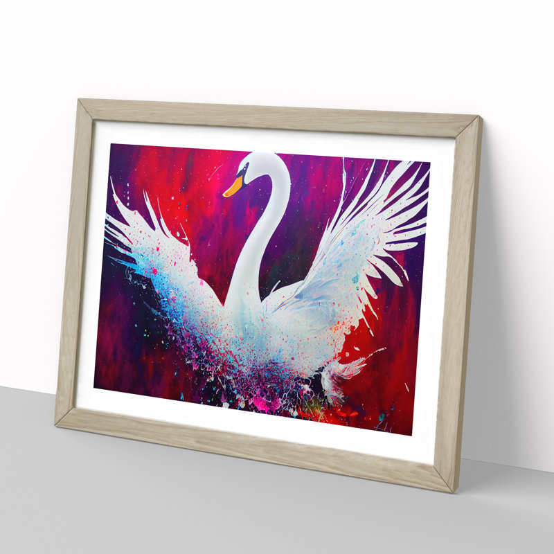Swan Splash Vol.3 Abstract - Single Picture Frame Print, 46cm H x 64cm W x 2cm D, Oak Framed