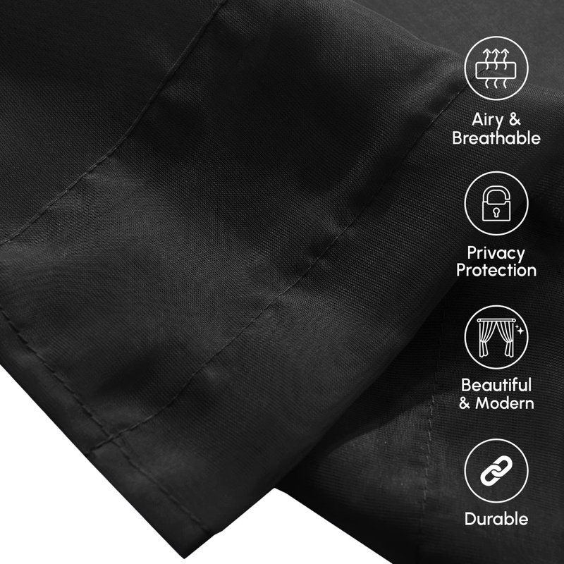 Yaelle Semi Sheer Curtain Pair, 60" W x 84" L, Black