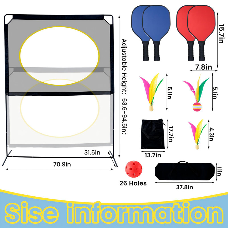Paddle Games with Net, A Racket Game, Fun Games for Family, Adjustable Height