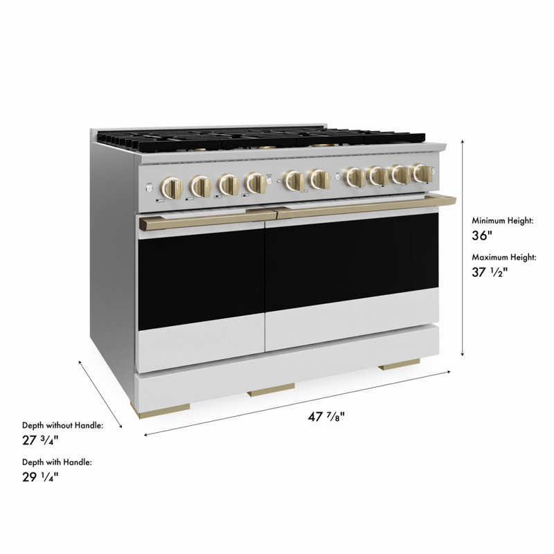 ZLINE Autograph 48 in. Marino Gas Range w/ 8 Gas Burners & White Doors w/ Gold Accents