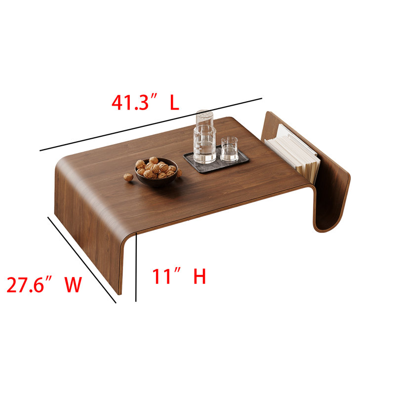 41.3" Modern Wood Brown Coffee Table, Solid Wood Living Room Table