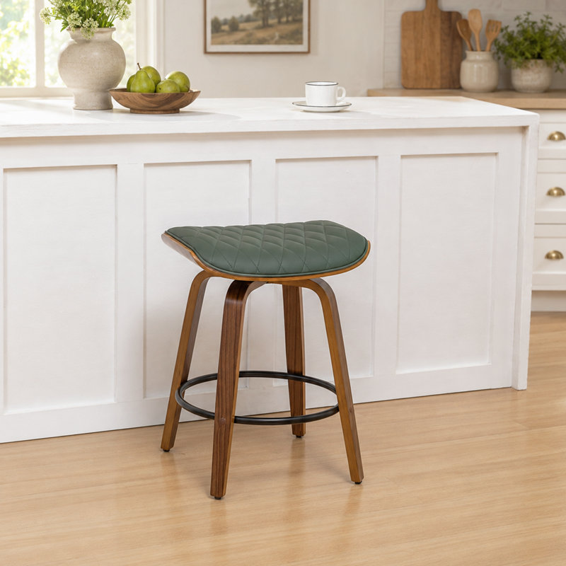 Tabourets de bar pivotants en similicuir Gerald, GREEN, 30.12"