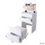 Meuble-lavabo 3 en 1 avec miroir ouvert, petit ensemble de coiffeuse avec bureau en verre visible, coiffeuse compacte avec 3 tiroirs, coiffeuse pour chambre à coucher