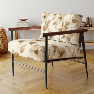 Chaise d'appoint Country Farmhouse - Fauteuil brun avec pétales sépia