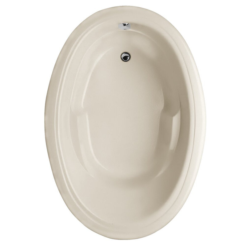 Riley 60'' L Soaking Bathtub, Biscuit, Satin Brass