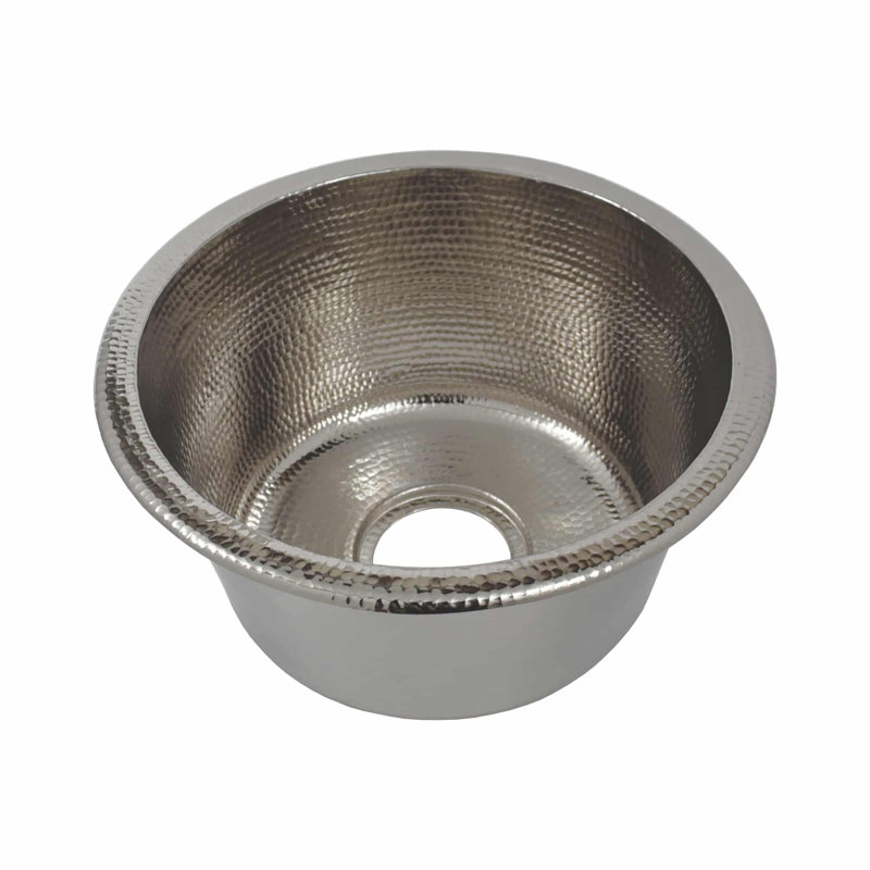 Redondo Chico Hand-Hammered Copper 15" L x 15" W Dual Mount Kitchen/Bar Sink, Polished Nickel