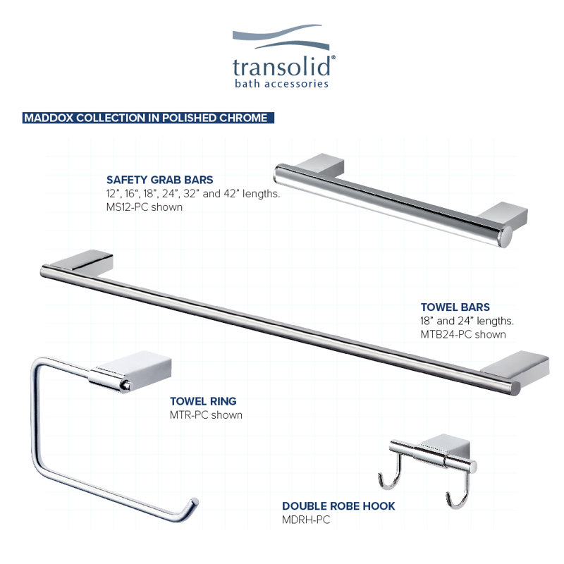 Barre d'appui en acier inoxydable Maddox, l 39,37 po, Chrome poli