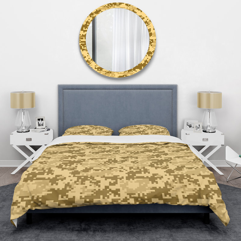 Camouflage brun - ensemble de housse de couette abstrait - microfibre de polyester