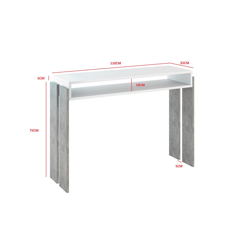Rumba 110cm Console Table, White, Stone