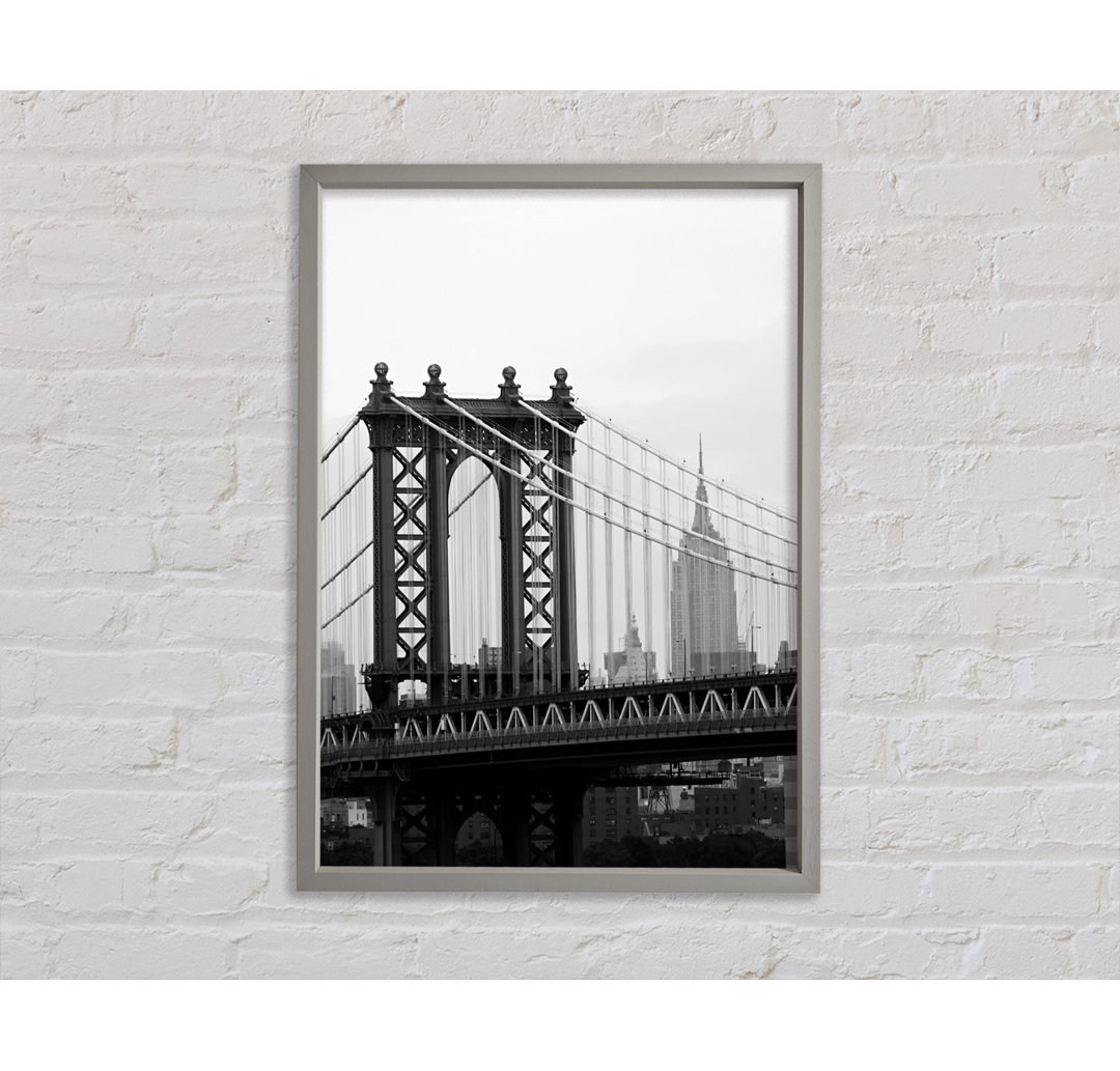 Empire State Through The Bridge - Einzelbildrahmen Kunstdrucke auf Leinwand