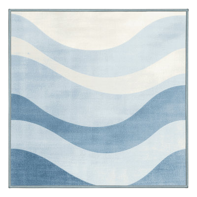 Machine Washable Pavla Modern Rug in Blue – SkyBlue Binding