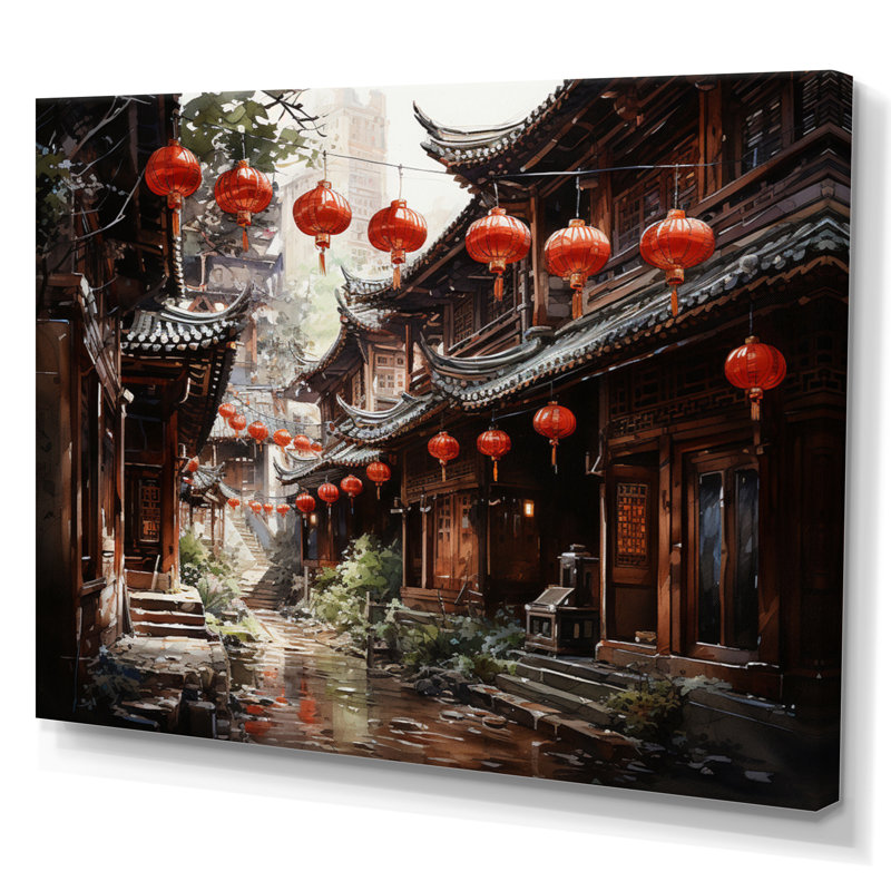 «China Red Lantern II» - impression, H 24 po x l 32 po x P 1 po, Toile tendue