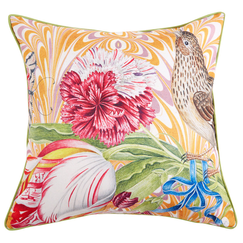 Coussin décoratif intérieur / extérieur Animal, Jaune / rose, H 18 po x l 18 po, Carré